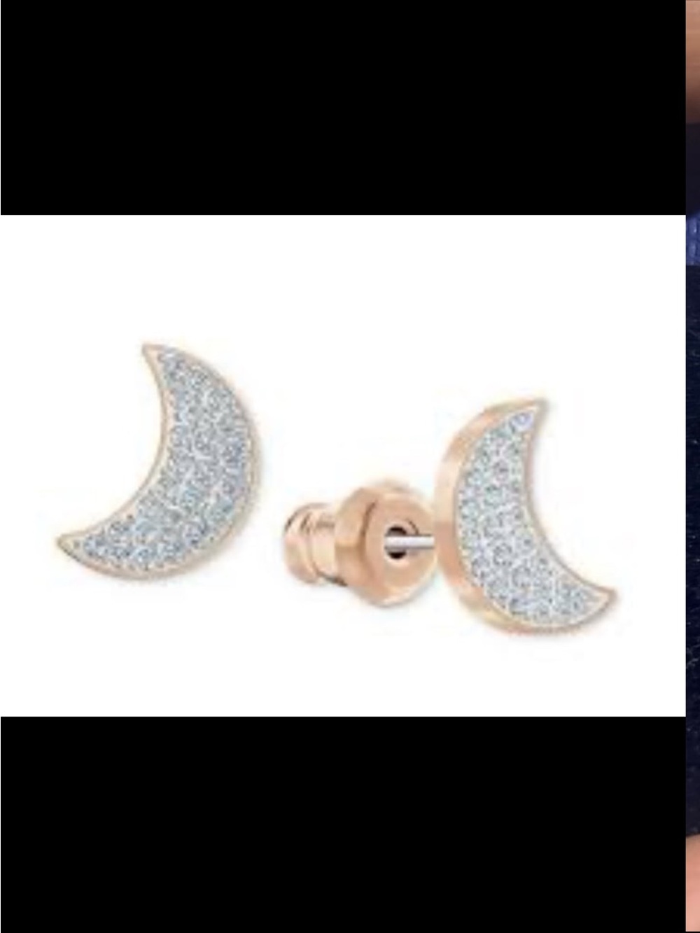 Swarovski Moon Pierced Earrings, Rose Gold, White like new authentic verified